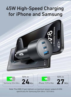 Anker Car Charger, 167.5W Max 3-port Car Charger Adapter, Usb-c Car Adapter For Macbook Pro/Air, Iphone 15/14 Series, Samsung S24/S23, Ipad, Airpods, Mp3 Player Black  - Image 4