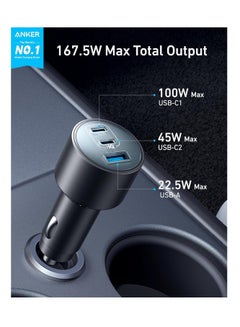 Anker Car Charger, 167.5W Max 3-port Car Charger Adapter, Usb-c Car Adapter For Macbook Pro/Air, Iphone 15/14 Series, Samsung S24/S23, Ipad, Airpods, Mp3 Player Black  - Image 2
