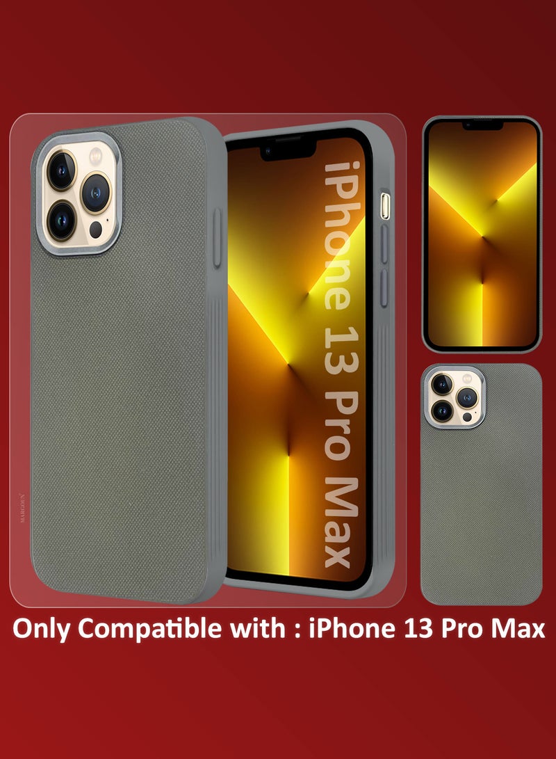 MARGOUN iPhone 13 Pro Max Vegan Leather Case Cover, Slim Fit, Raised Edges for Camera and Screen Protection Grey-1 - Image 2