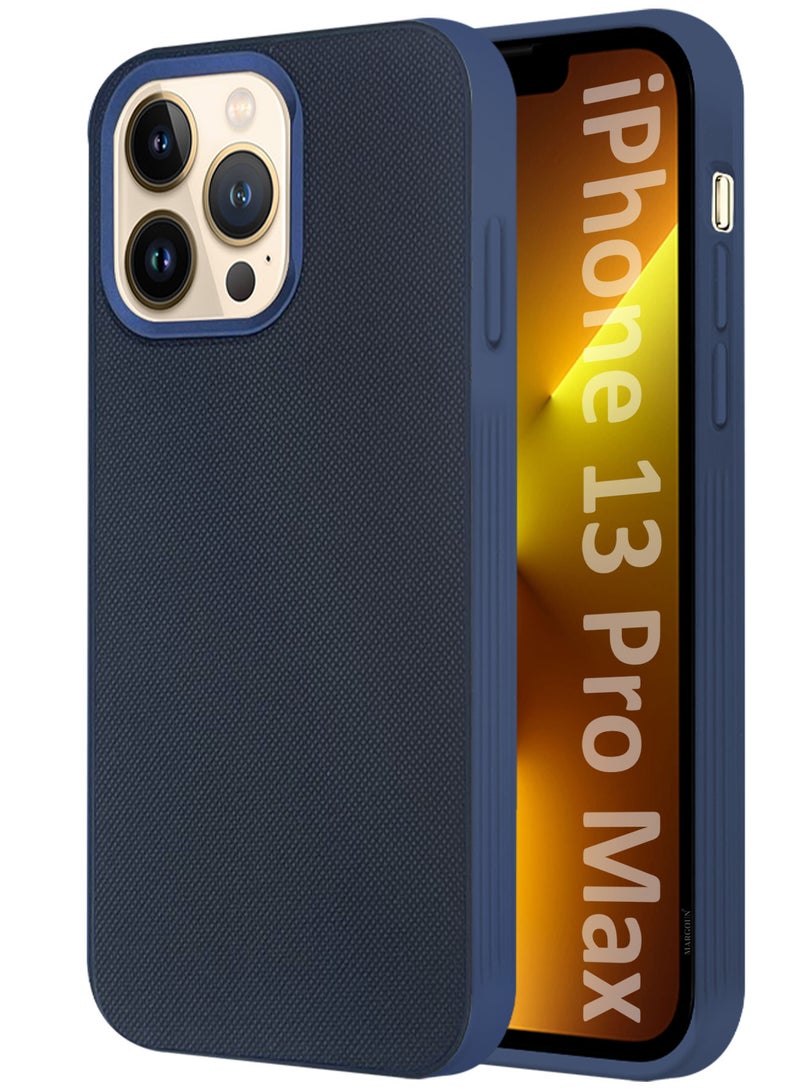 MARGOUN iPhone 13 Pro Max Vegan Leather Case Cover, Slim Fit, Raised Edges for Camera and Screen Protection Blue-1 - Image 1