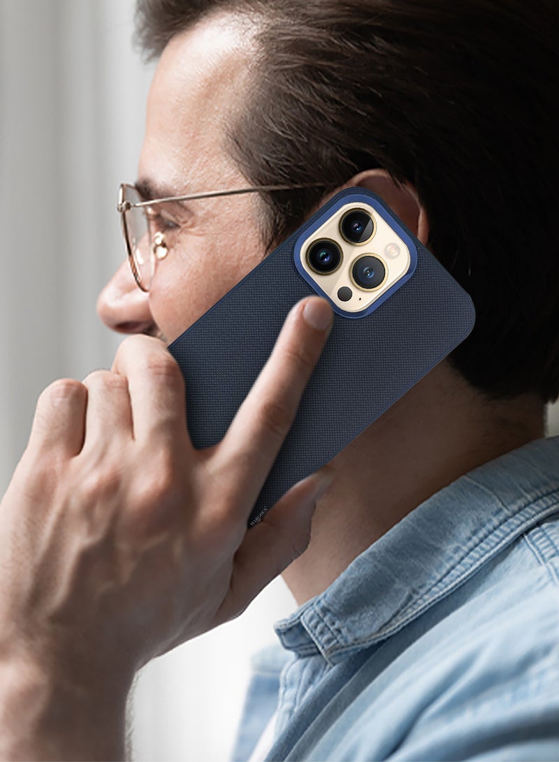 MARGOUN iPhone 13 Pro Max Vegan Leather Case Cover, Slim Fit, Raised Edges for Camera and Screen Protection Blue-1 - Image 4