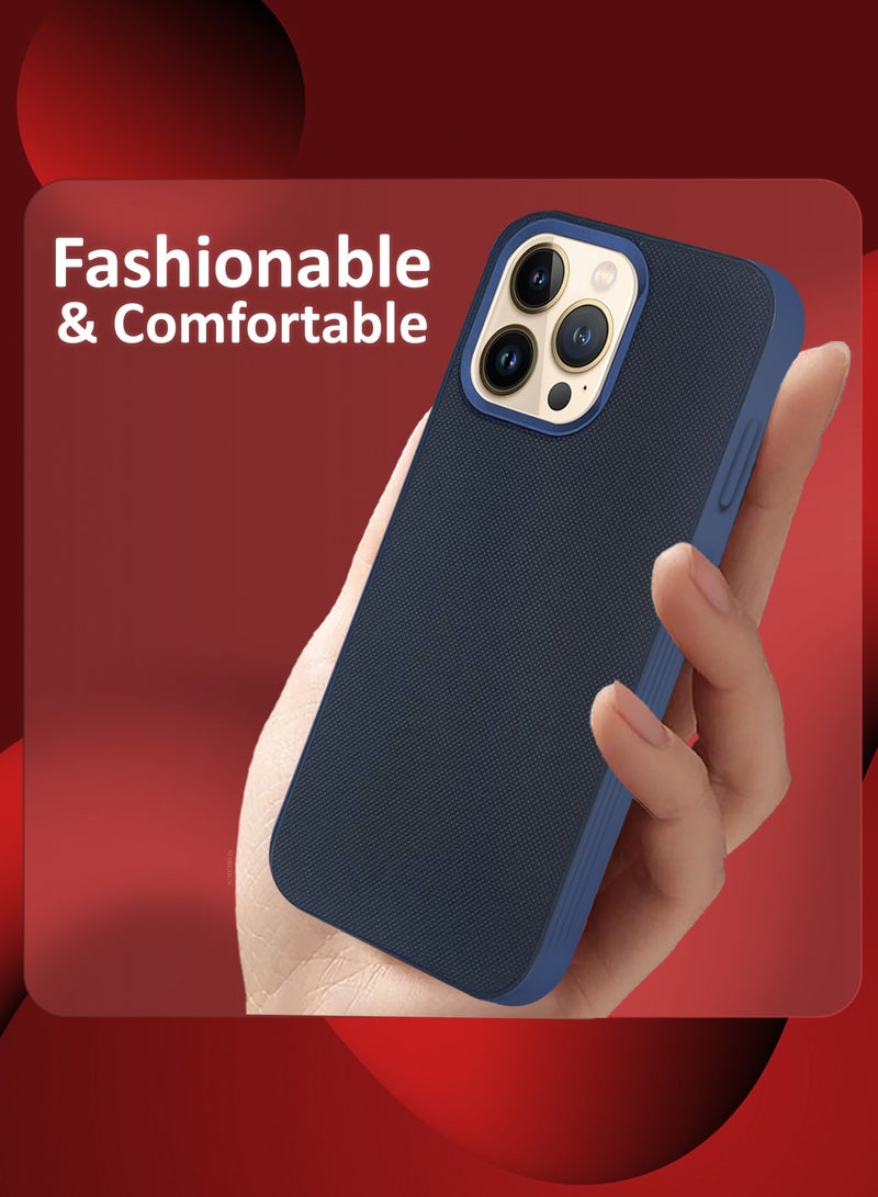 MARGOUN iPhone 13 Pro Max Vegan Leather Case Cover, Slim Fit, Raised Edges for Camera and Screen Protection Blue-1 - Image 3