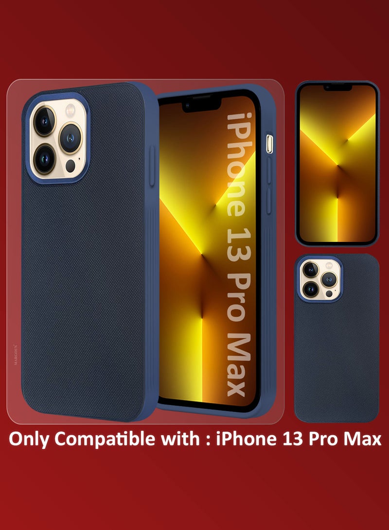 MARGOUN iPhone 13 Pro Max Vegan Leather Case Cover, Slim Fit, Raised Edges for Camera and Screen Protection Blue-1 - Image 2