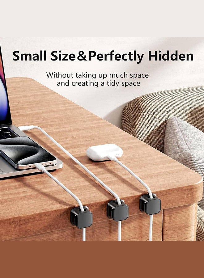 MARGOUN Magnetic Cord Organizer 12Packs Management Cable Clips Adhesive Wire Keeper Wire Holder,Under Desk Cord Hider for Bedside Nightstand Table Desktop USB Wall Car Office Workspace Accessories Beige Black - Image 3