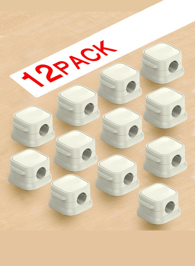 MARGOUN Magnetic Cord Organizer 12Packs Management Cable Clips Adhesive Wire Keeper Wire Holder,Under Desk Cord Hider for Bedside Nightstand Table Desktop USB Wall Car Office Workspace Accessories Beige - Image 1