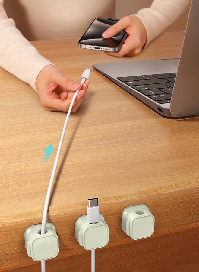 MARGOUN Magnetic Cord Organizer 12Packs Management Cable Clips Adhesive Wire Keeper Wire Holder,Under Desk Cord Hider for Bedside Nightstand Table Desktop USB Wall Car Office Workspace Accessories Beige - Image 4