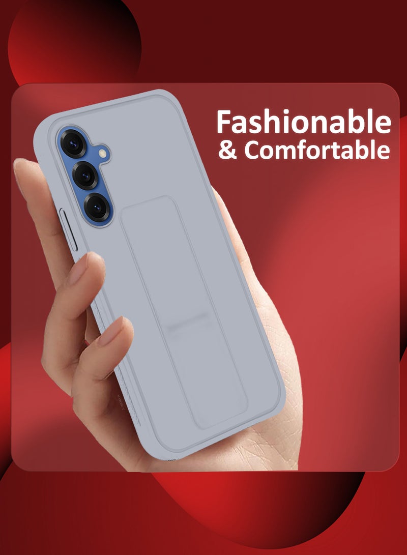 MARGOUN Galaxy S25 Case Premium PU Leather with Stand Function Shockproof and Anti Scratch Finger Grip Case Cover with 1 Privacy Screen Protector - Pack of 2 - Light Grey-2p  - Image 5