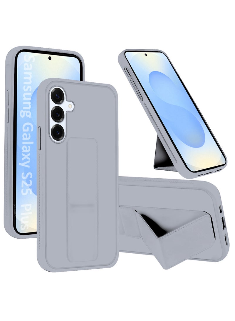 MARGOUN Galaxy S25 Plus Case Silicone with Stand Function Shockproof and Anti Scratch Finger Grip Case Cover - Light Grey-1 - Image 1