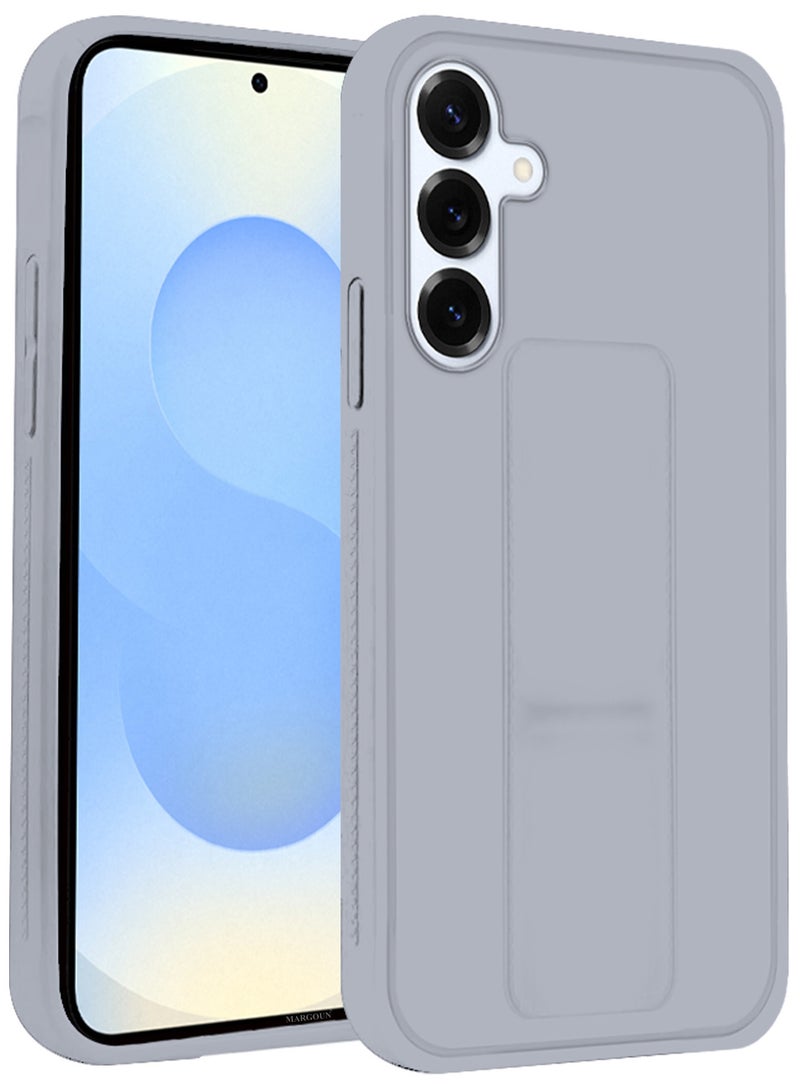 MARGOUN Galaxy S25 Plus Case Silicone with Stand Function Shockproof and Anti Scratch Finger Grip Case Cover - Light Grey-1 - Image 3