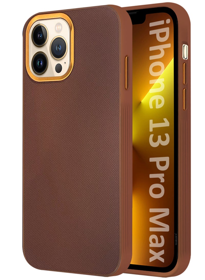 MARGOUN iPhone 13 Pro Max Vegan Leather Case Cover, Slim Fit, Raised Edges for Camera and Screen Protection Brown-1 - Image 1