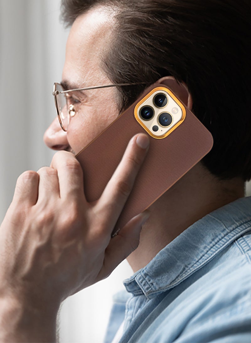 MARGOUN iPhone 13 Pro Max Vegan Leather Case Cover, Slim Fit, Raised Edges for Camera and Screen Protection Brown-1 - Image 4