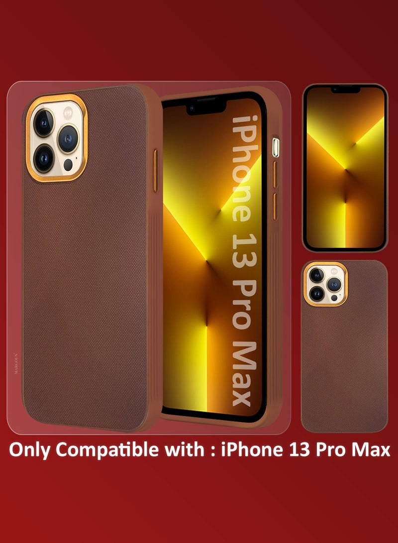 MARGOUN iPhone 13 Pro Max Vegan Leather Case Cover, Slim Fit, Raised Edges for Camera and Screen Protection Brown-1 - Image 2