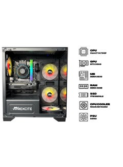 ام اي اكسايت Gaming PC G4MATX ECO With Core i7 14700F CPU Processor/ Nvidia GeForce RTX 3060 Graphics/  16GB RAM DDR4 /1TB SSD/ Windows 11 Pro/ Black  - Image 2