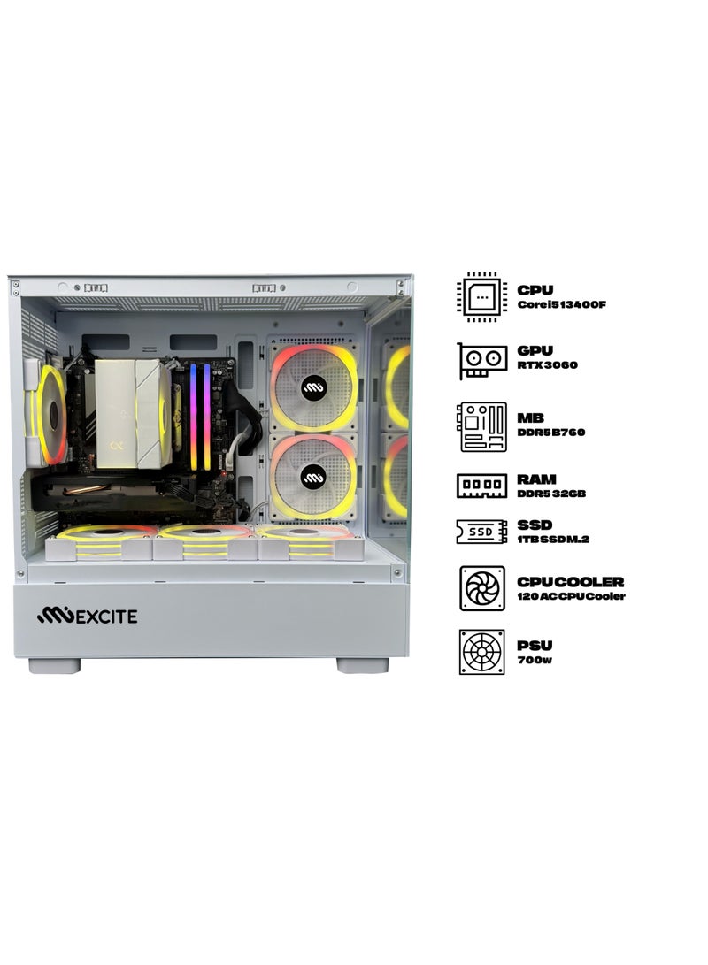 MI Excite - Gaming PC G6MATX PRO With Core i5 13400F CPU Processor/ Nvidia GeForce RTX 3060 Graphics/   32GB RAM DDR5 /1TB SSD/ Windows 11 Pro/ White - Image 1