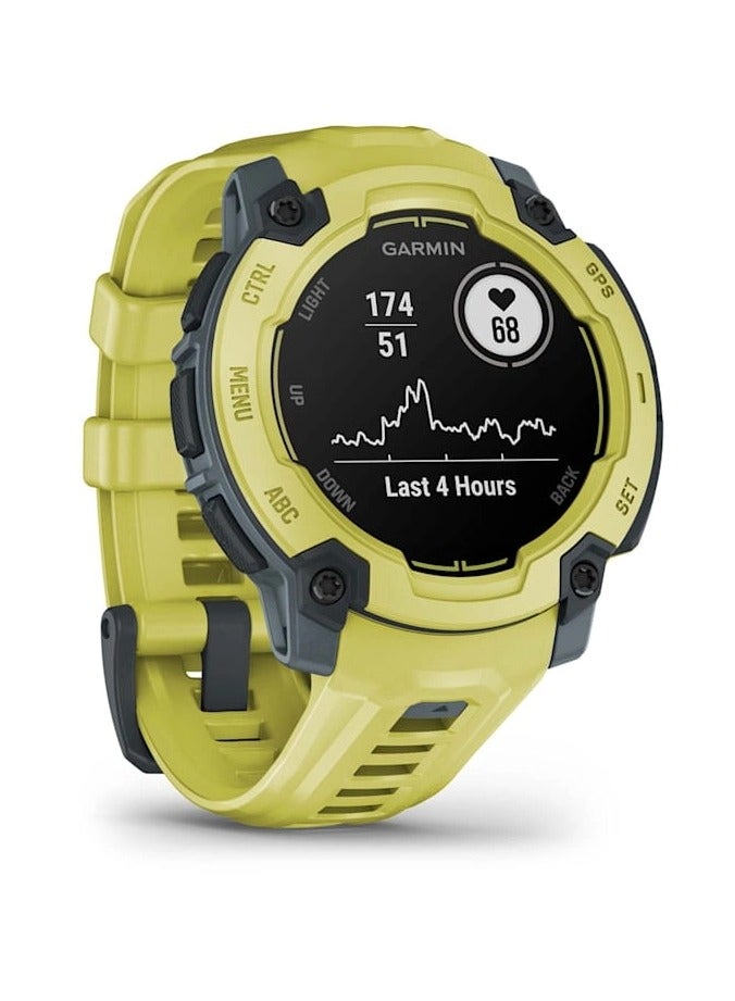 GARMIN Instinct E Limited Edition - 45MM - Electric Lime with Electric Lime Band - Up to 16 Days of  Battery life  - 0.9" Sunlight-visible, transflective memory-in-pixel (MIP), Chemically strengthened glass, Heart Rate Monitor, All day stress monitor, Smart notification, Tap to Pay, iOS and Android compatible Electric Lime with Electric Lime Band  - Image 3
