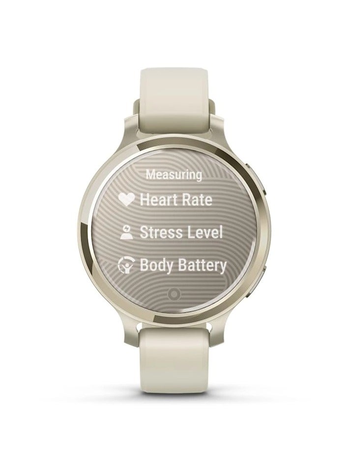 GARMIN Lily 2 Active - 38MMLunar Gold with Bone Silicone Band - Up to 9 Days of  Battery life  - 0.84" LCD display, Corning Gorilla Glass 3, Heart Rate Monitor, Women Health Tracking, Smart notification, Tap to Pay, iOS and Android compatible Lunar Gold  - Image 3
