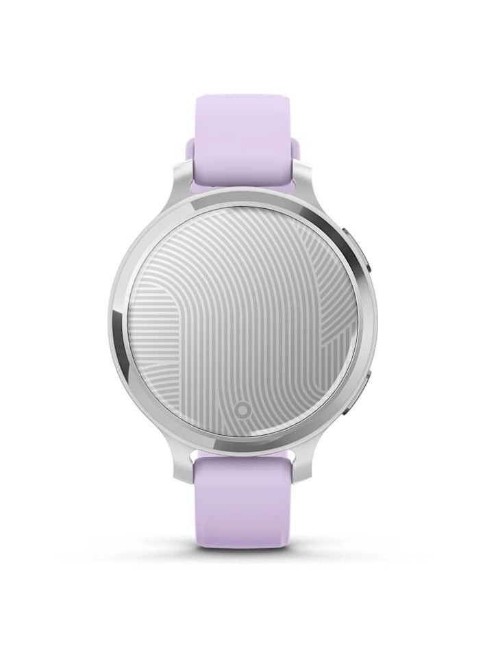 GARMIN Lily 2 Active - 38MM - Silver with Purple Jasmine Silicone Band Silver with Purple Jasmine Silicone Band - Up to 9 Days of  Battery life  - 0.84" LCD display, Corning Gorilla Glass 3, Heart Rate Monitor, Women Health Tracking, Smart notification, Tap to Pay, iOS and Android compatible Silver with Purple Jasmine Silicone Band  - Image 2