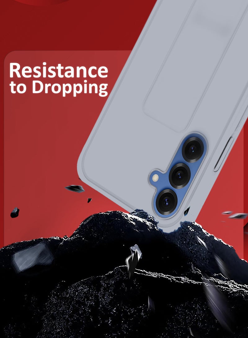 MARGOUN Galaxy S25 Case Silicone with Stand Function Shockproof and Anti Scratch Finger Grip Case Cover Light Grey-1 - Image 4