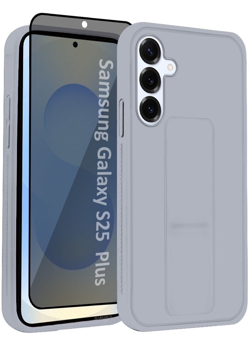 MARGOUN Galaxy S25 Plus Case Silicone with Stand Function Shockproof and Anti Scratch Finger Grip Case Cover with 1 Shock Proof Screen Protector - Pack of 2 - Light Grey-2 - Image 3