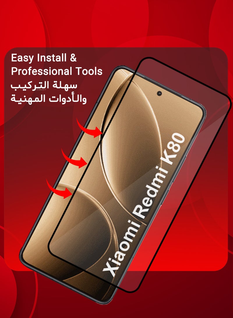MARGOUN Xiaomi Redmi K80 3D Full Coverage Screen Protector Ultra HD Scratch Resistant Bubble-Free Side Black-1 - Image 4