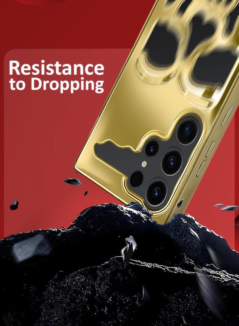 مارجون Galaxy S23 Ultra Case Cover Soft TPU and Glossy With Skull Design - Gold-1ss - Image 3