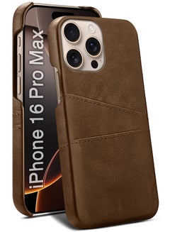 MARGOUN iPhone 16 Pro Max Case Cover Leather with Card Holder for Men Women Phone Case with 3D Screen Protector - Pack of 3 - Brown-3  - Image 3