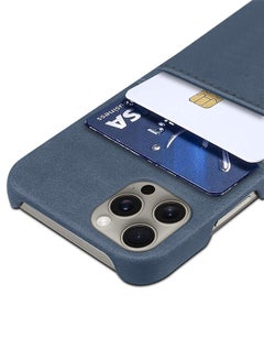 MARGOUN iPhone 15 Pro Max 2Packs Case Cover Leather with Card Holder for Men Women Phone Case with 3D Screen Protector - Blue-2  - Image 4