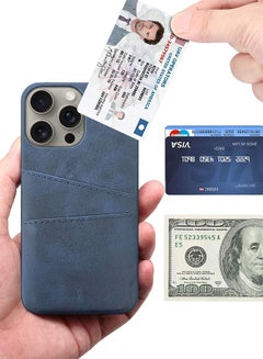 MARGOUN iPhone 15 Pro Max 2Packs Case Cover Leather with Card Holder for Men Women Phone Case with 3D Screen Protector - Blue-2  - Image 3