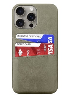 MARGOUN iPhone 15 Pro Max Case Cover Leather with Card Holder for Men Women Phone Case with 3D Screen Protector - Pack of 2 - Grey-2  - Image 5
