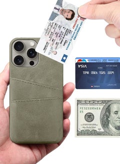MARGOUN iPhone 15 Pro Max Case Cover Leather with Card Holder for Men Women Phone Case with 3D Screen Protector - Pack of 2 - Grey-2  - Image 4