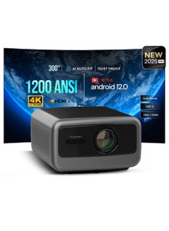 Wownect Pro Smart Android 12.0 Projector 4K FHD 1080P, 1200 ANSI [Dust-proof, Fully Sealed]  2G+32G Wifi 6 BT 5.0 Home Theater Movie Projector WP104 black  - Image 1