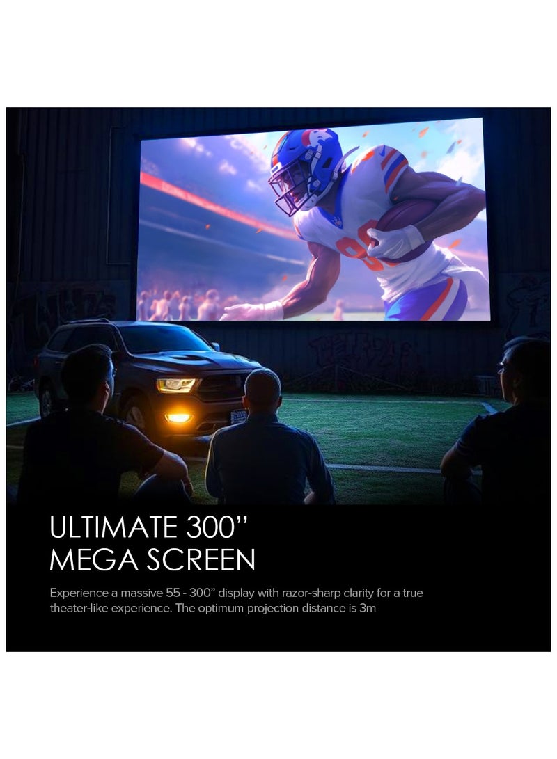 Wownect Pro Smart Android 12.0 Projector 4K FHD 1080P, 1200 ANSI [Dust-proof, Fully Sealed]  2G+32G Wifi 6 BT 5.0 Home Theater Movie Projector WP104 black  - Image 3