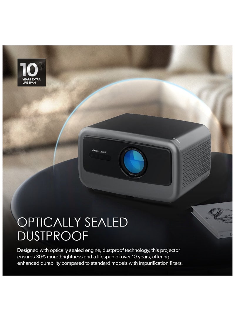 Wownect - Pro Smart Android 12.0 Projector 4K FHD 1080P, 1200 ANSI [Dust-proof, Fully Sealed]  2G+32G Wifi 6 BT 5.0 Home Theater Movie Projector WP104 black - Image 1