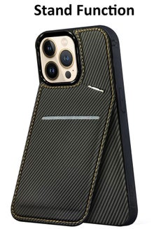 MARGOUN iPhone 13 Pro Max 3Pack Case Leather Cover Card Holder and Kickstand with 2 Screen Protector Tempered Glassfor Men Women Phone Case with Carbon Fiber Pattern Black-3  - Image 2