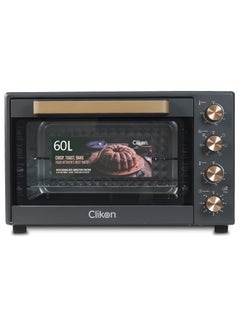 Clikon Dual Chef Grill & Bake 60L Electric Convection Oven with Rotisserie – Multi-Function, Stainless Steel, Adjustable Temperature, Accessories Included 1900 W 60 L 1900 W CK4362 Black and Gold  - Image 1