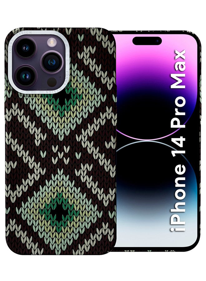 MARGOUN iPhone 14 Pro Max MagEZ Case Cover Fusion Weaving Pattern Kevlar Fiber Bulletproof Vest Cover Protective Ultra Slim Magnetic, Screen and Camera Guard - Black Green-1k - Image 1