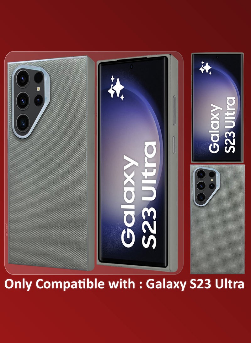 MARGOUN Samsung Galaxy S23 Ultra Vegan Leather Case Cover, Slim Fit, Raised Edges for Camera and Screen Protection Grey-1 - Image 2