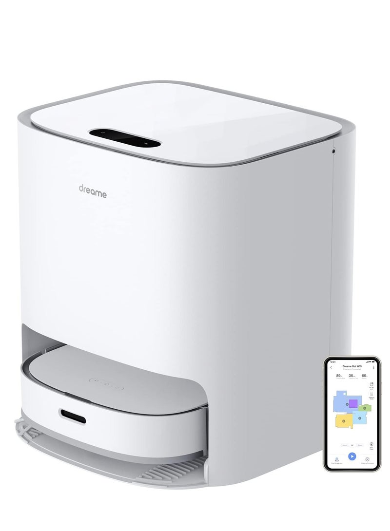 Dreame - Robot Vacuum Cleaner and Mop W10 ,Sweeping, Mopping, Washing and Drying 4in1, Robotic Vacuum with Superb Lidar Navigation, 4000Pa Strong Suction for Pet Hair, Hard Floor, Carpet-White 4 L 55 W W10 White - Image 1