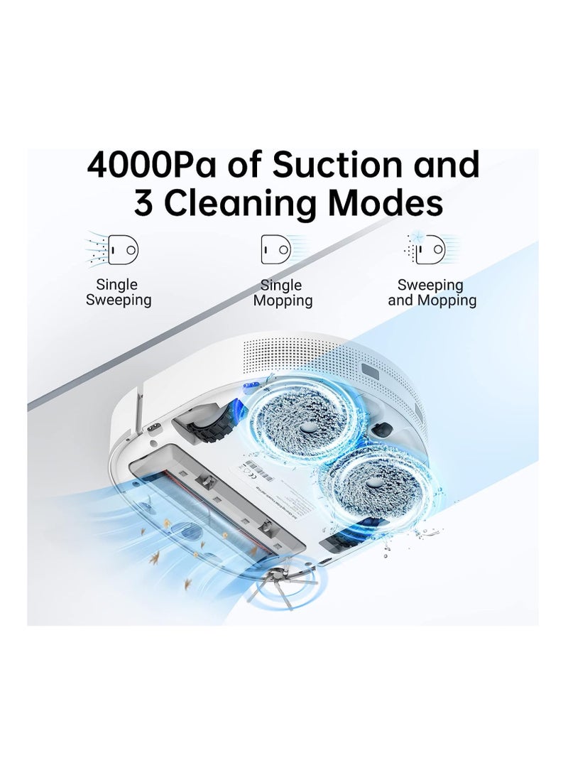 Dreame - Robot Vacuum Cleaner and Mop W10 ,Sweeping, Mopping, Washing and Drying 4in1, Robotic Vacuum with Superb Lidar Navigation, 4000Pa Strong Suction for Pet Hair, Hard Floor, Carpet-White 4 L 55 W W10 White - Image 1