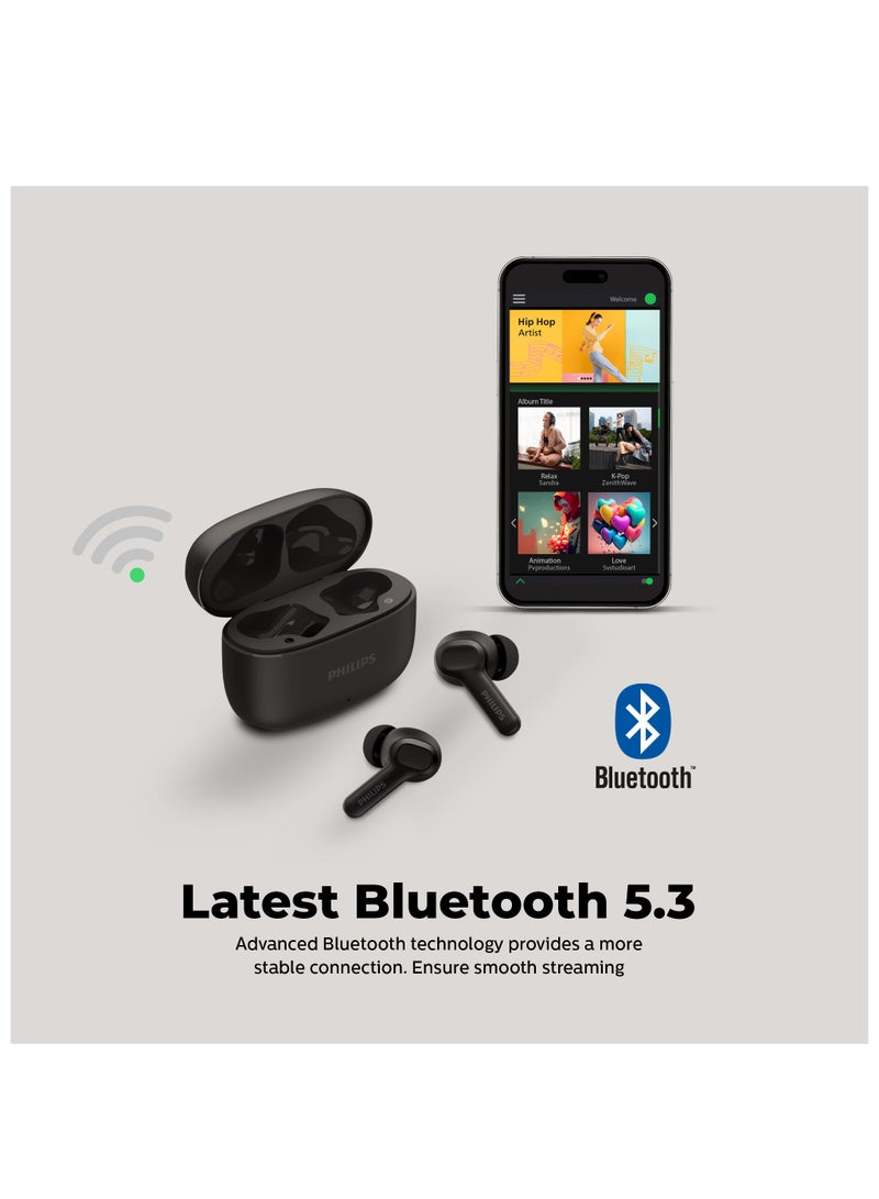 Philips Bluetooth Earphones, 10mm Drivers, Dynamic bass, 24 hours Play Time, IPX4, Clear Calls Black  - Image 4