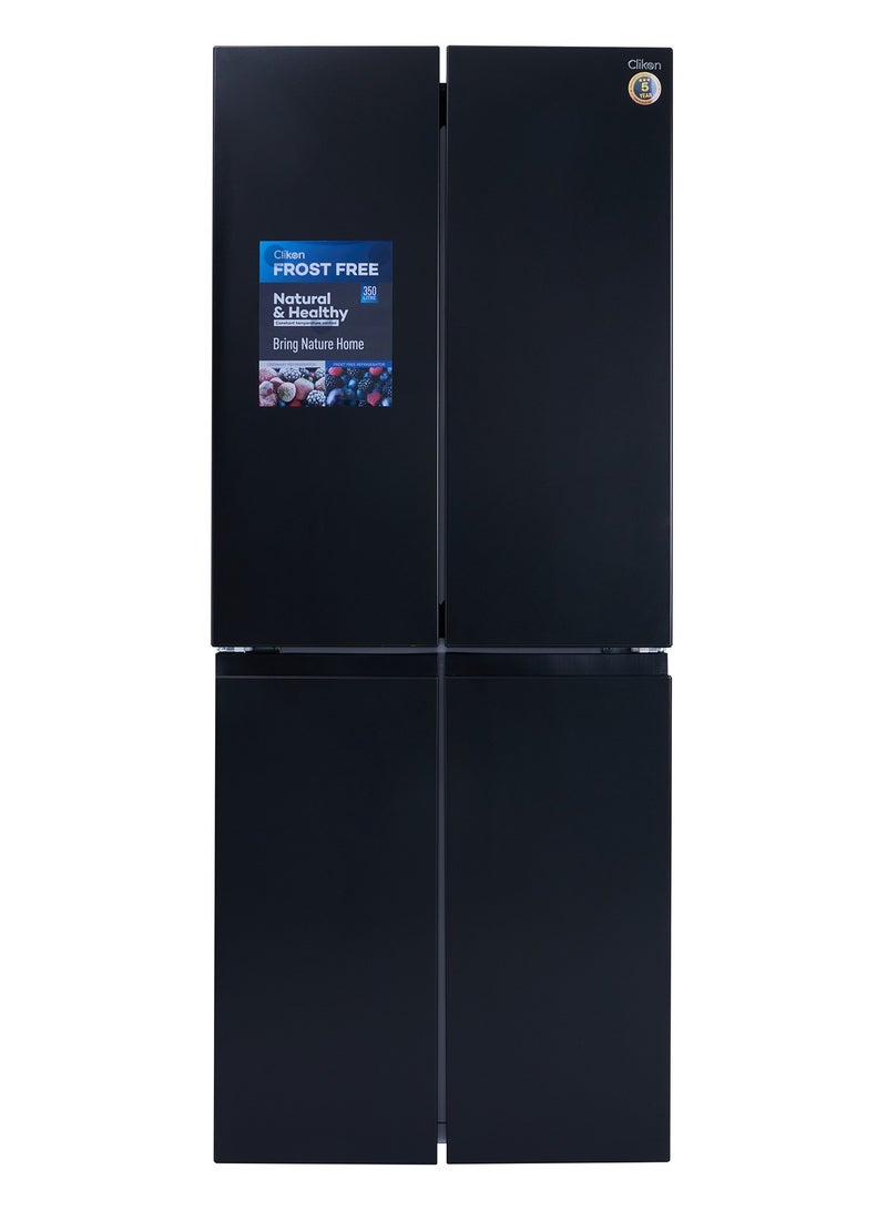 كليكون 350 Gross Ltr Premium French Four Door Bottom Freezer Refrigerator, No Frost, Inverter, Tropical Cooling, R600a CK6040 Black  - Image 1