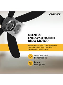KHIND Zen Air Ceiling Fan 56 Inch Ceiling Fan with Remote Control, Quiet BLDC Motor, Modern 5 ABS Blades, 6 Forward & Reverse Speed Settings, High Airflow, 38W Power 18 W CF56DC3RL Matt Black  - Image 4