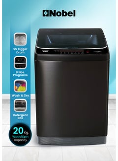 Nobel 20 KG Automatic Top Load Washer - Fully Automatic, Copper Motor, 8 Programs, Stainless Steel Tub, Digital Display, and More for Superior Cleaning Performance - NWM2200 Black  - Image 1