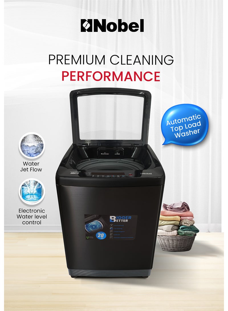 20 KG Automatic Top Load Washer - Fully Automatic, Copper Motor, 8 Programs, Stainless Steel Tub, Digital Display, and More for Superior Cleaning Performance - NWM2200 Black - pnsku/N70154555V/45/_/1741618918/3c43629f-330a-4f30-9464-c13b6010e639