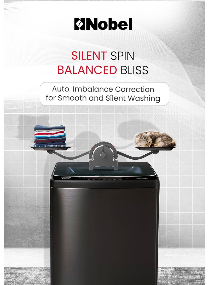 20 KG Automatic Top Load Washer - Fully Automatic, Copper Motor, 8 Programs, Stainless Steel Tub, Digital Display, and More for Superior Cleaning Performance - NWM2200 Black - pnsku/N70154555V/45/_/1741618918/aee1f9e8-1ff0-48eb-bf00-091f76d8f664