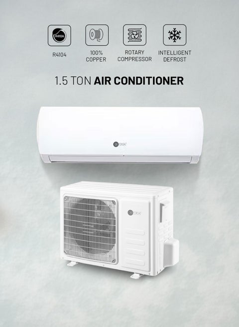 1.5 Ton Split Type Air Conditioner, Rotary Compressor, Turbo Cooling, Auto Restart, Hidden LED Display, Low Noise, T3 Climate, R410a Refrigerant | 5-Year Compressor Warranty AF-1500ACWT White