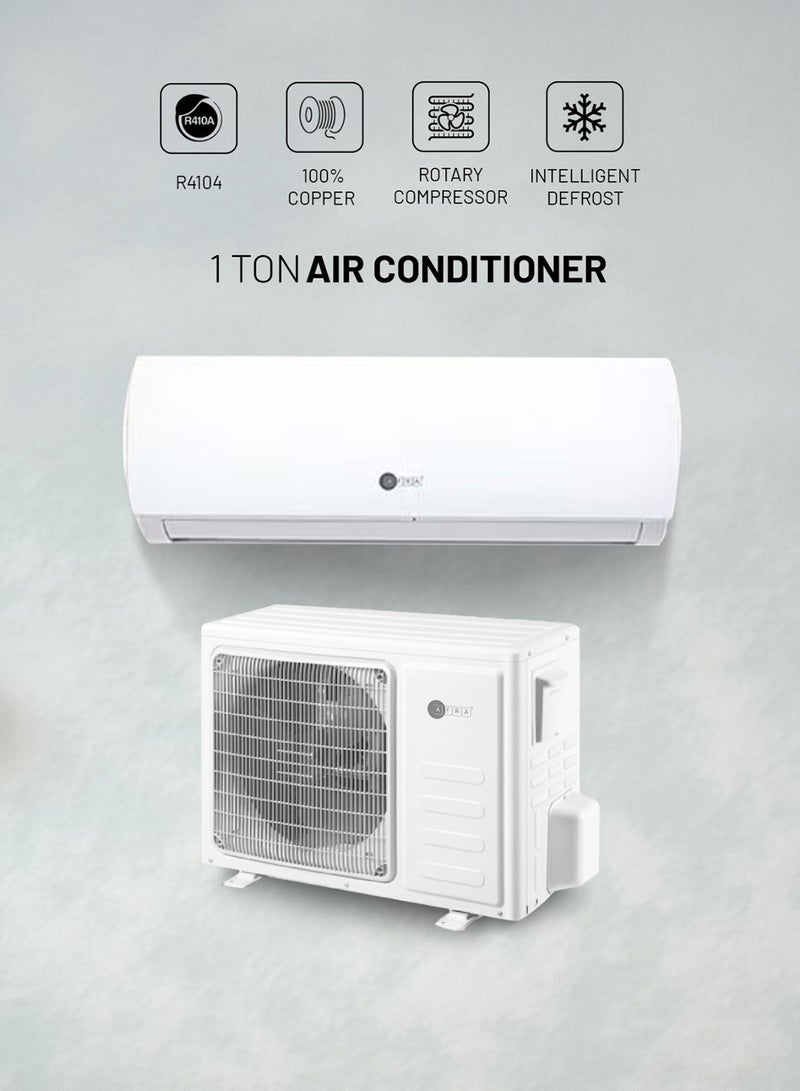 عفرا 1.0 Ton Split Type Air Conditioner, Rotary Compressor, Turbo Cooling, Auto Restart, Hidden LED Display, Low Noise, T3 Climate, R410a Refrigerant | 5-Year Compressor Warranty AF-1000ACWT White  - Image 1