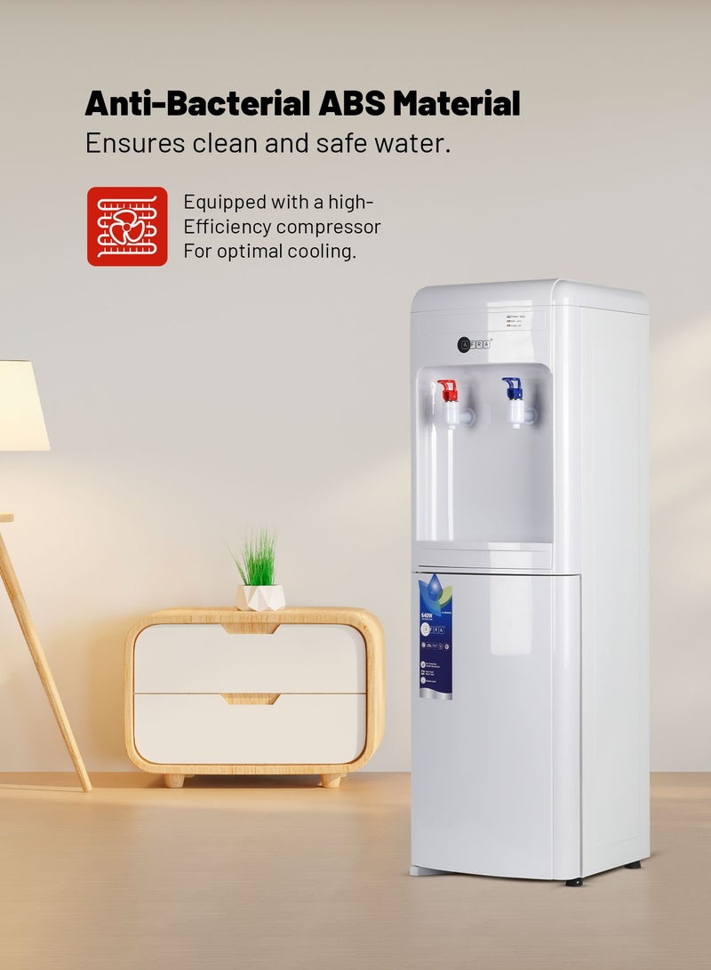 عفرا Water Dispenser with Dry Storage Cabinet | Hot & Cold | Fast Heating & Cooling | Double Thermostat | 2-Year Warranty | 640 Watt AF-9050WDWH White  - Image 3