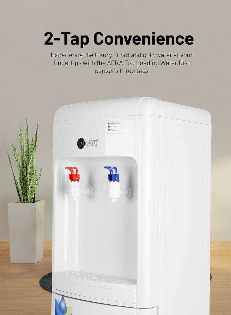 عفرا Water Dispenser with Dry Storage Cabinet | Hot & Cold | Fast Heating & Cooling | Double Thermostat | 2-Year Warranty | 640 Watt AF-9050WDWH White  - Image 5