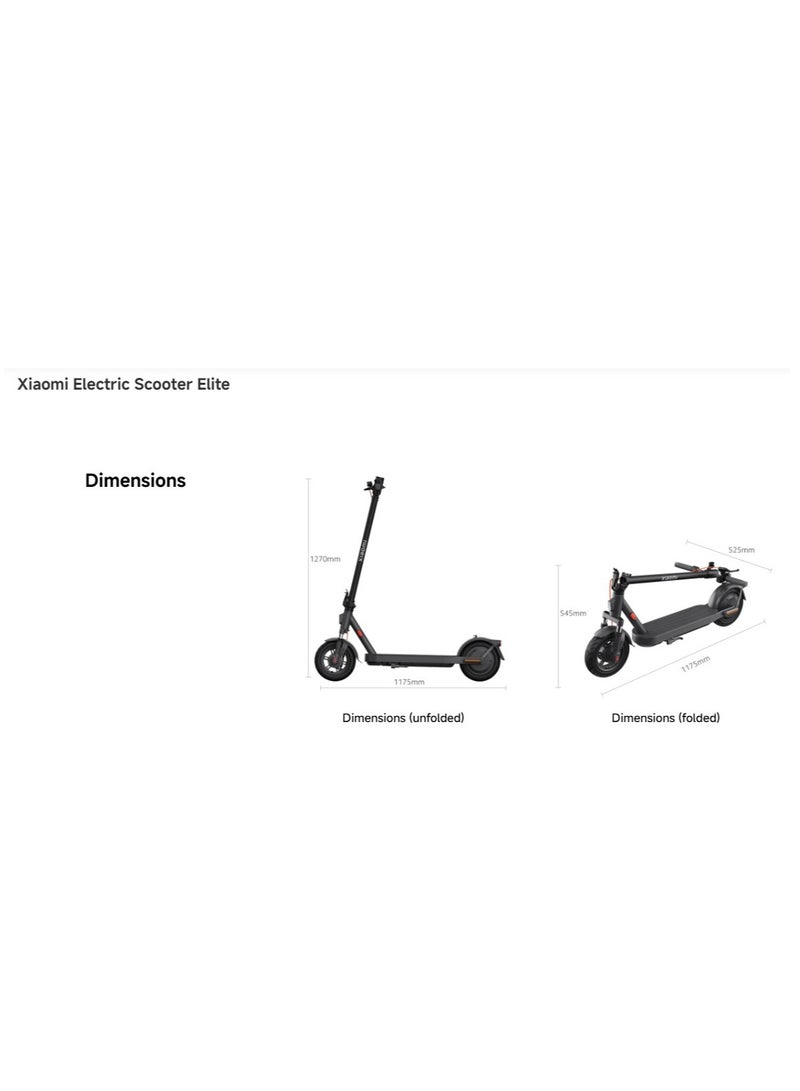 Xiaomi - Electric Scooter Elite | IPX5 waterproof | 700W brushless motor | 400W Rated Power | dual-spring suspension and shock absorbency of 30mm | Black - Image 1